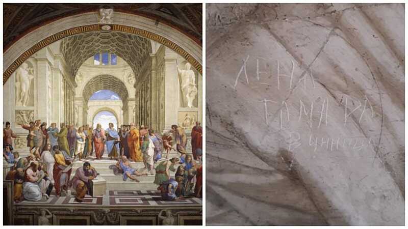 “Автографи” на фресці Рафаеля залишили дві вінничанки (відео)