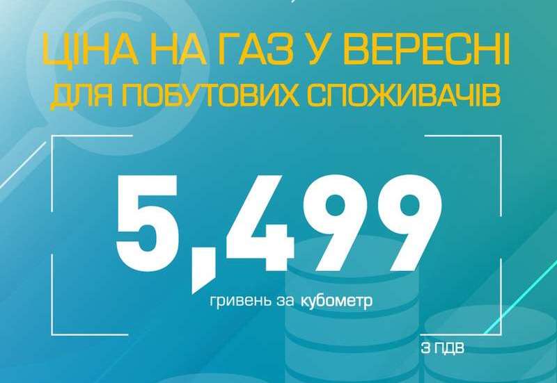 ТОВ «Вінницягаз Збут» повідомляє про ціну на газ у вересні