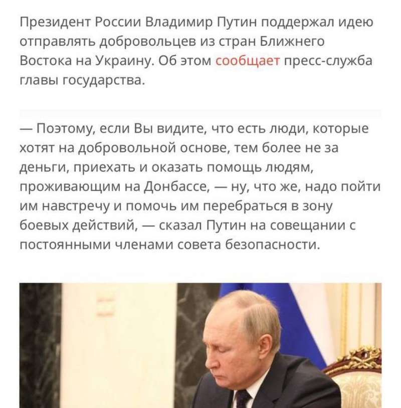 Путін погодився залучити добровольців до України