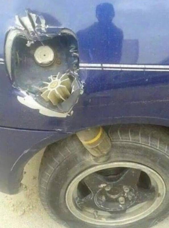 Диво! Снаряд потрапив у колесо і машину. Але не розірвався