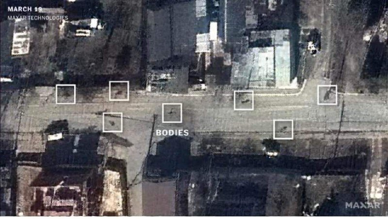 На супутникових знімках у Бучі видно трупи місцевих жителів