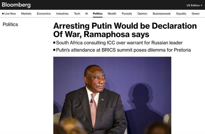 Президент ПАР під присягою розповів про погрози росії у разі арешту путіна