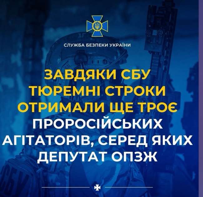 Тюремні строки отримали ще троє проросійських агітаторів, серед яких депутат ОПЗЖ