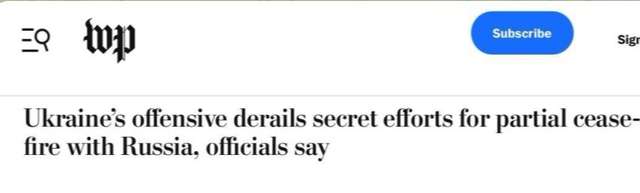 Наступ України зриває таємні переговори щодо часткового припинення вогню з РФ, — WP