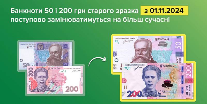 З обігу вилучать банкноти 50 та 200 гривень старого зразка