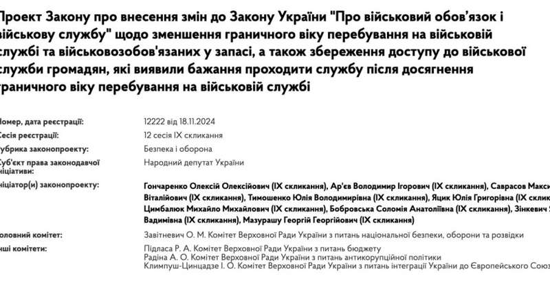 У ВР хочуть зменшити граничний вік перебування на військовій службі та у запасі з 60 до 55 років