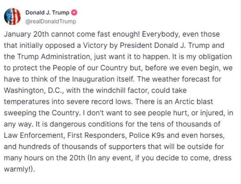 Інавгурацію Трампа, ймовірно, перенесуть до приміщення