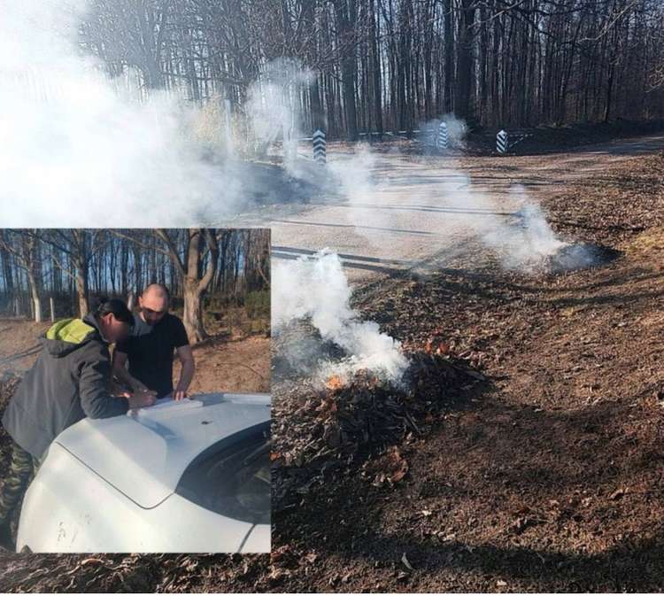 На Вінниччині виписали «штраф» жінці, яка палила листя біля дороги