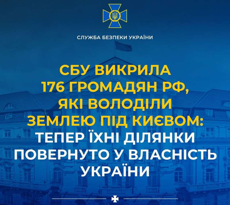 СБУ викрила 176 громадян рф, які володіли землею під Києвом: тепер їхні ділянки повернуто у власність України