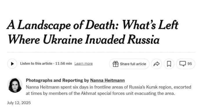 «Найдурніше рішення»: в МЗС відреагували на репортаж NYT з Курщини, де журналістку супроводжували бойовики «Ахмату»