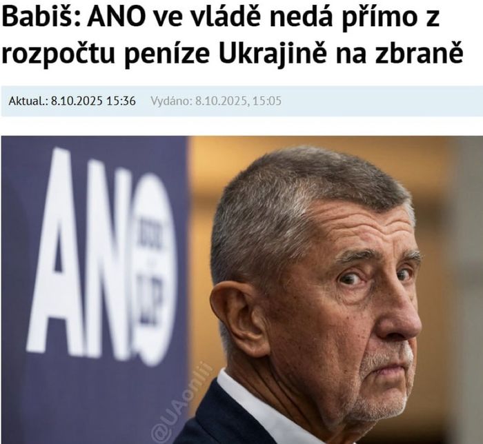 Андрій Бабіш, який здобув перемогу на парламентських виборах у Чехії, заявив: “Ми не дамо Україні жодної крони з нашого бюджету на зброю”