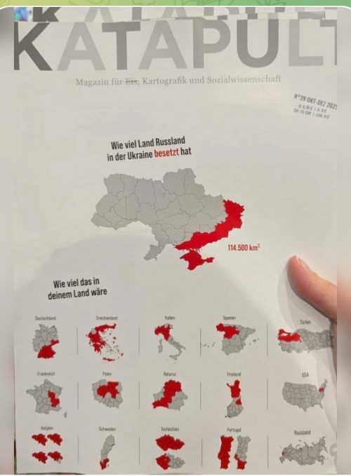 Німецький журнал KATAPULT наочно показав, що означає окупація України в масштабах Європи