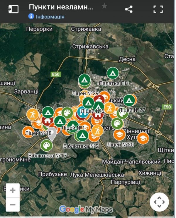 Мапу з пунктами незламності оновлюють у Вінниці
