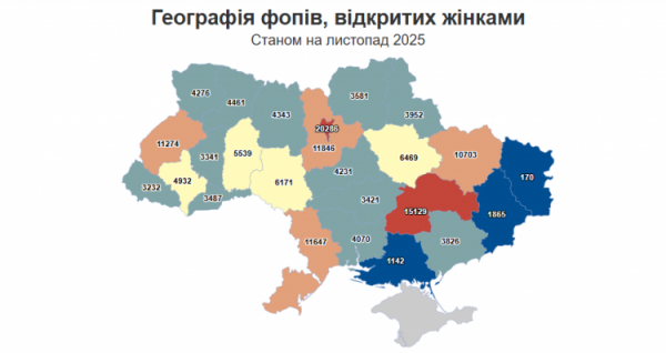 На Хмельниччині з початку року зареєстровано 5 539 ФОП, відкритих жінками