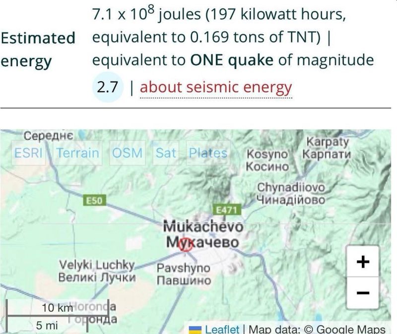 Закарпаття «потрусив» землетрус — поштовхи сталися сьогодні в Мукачево, магнітуда сягнула майже 3 бали
