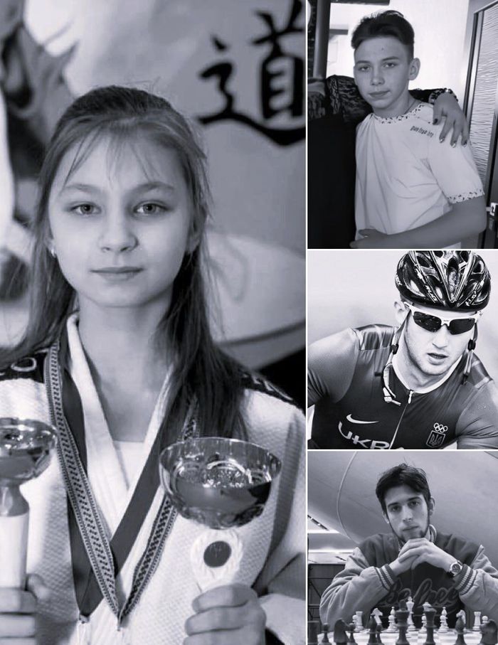 Серед фото на шоломі Гераскевича — 9-річна дзюдоїстка Вікторія Івашко та 13-річний боксер Назар Зуй