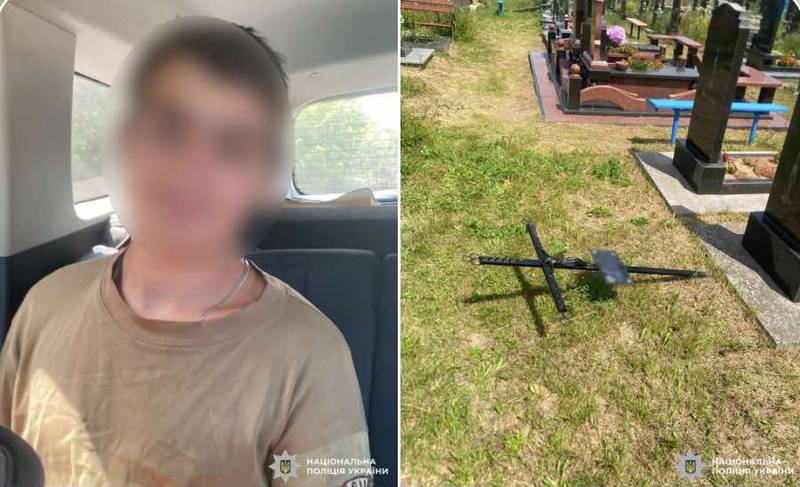 Встановили вандала який пошкодив могили на кладовищі