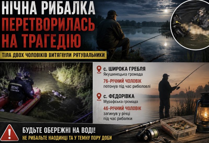 Нічна риболовля завершилася двома смертями: на Вінниччині за добу потонули двоє чоловіків