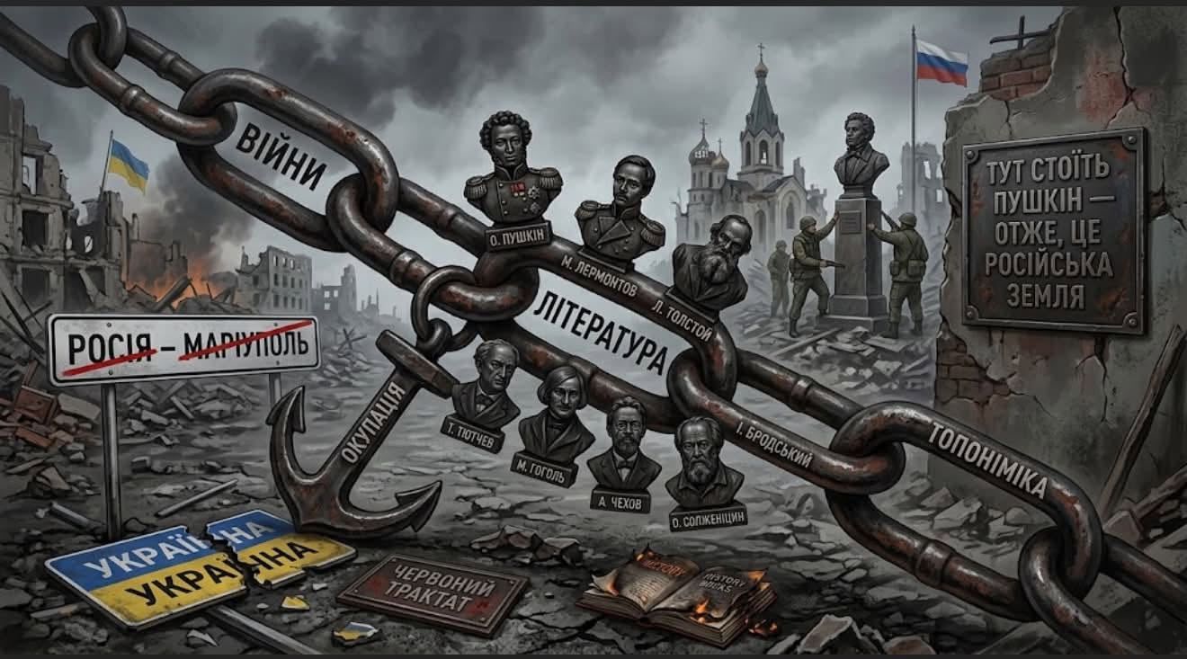 «Чому російські війська після окупації чергового українського міста негайно міняють вказівники на в’їздах, перейменовують вулиці та тягнуть за собою бюсти Пушкіна?